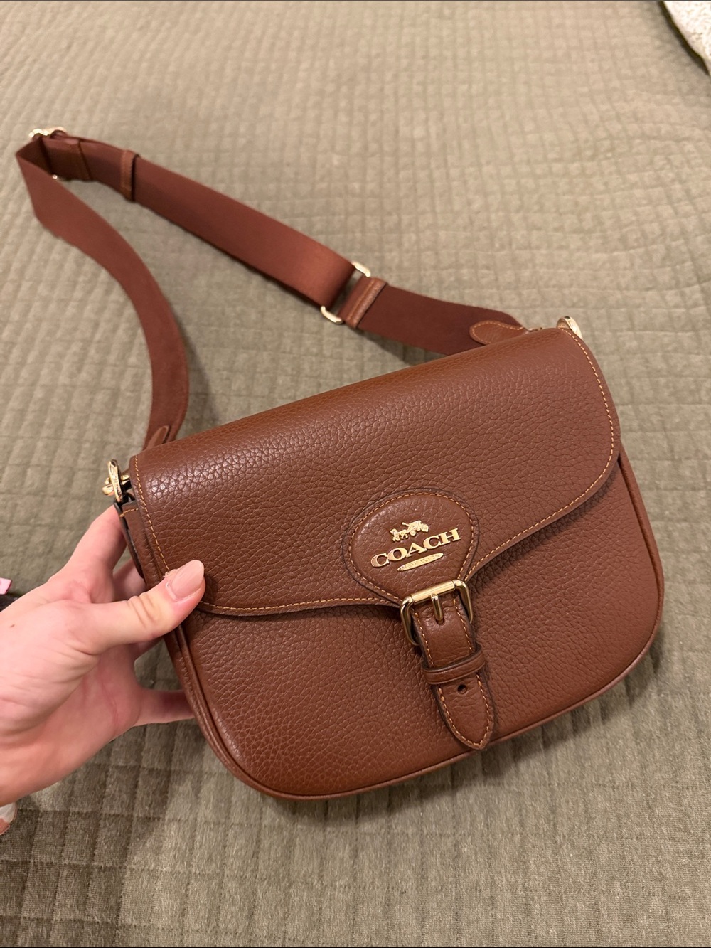 Coach Chestnut Brown Pebbled Leather Crossbody Bag